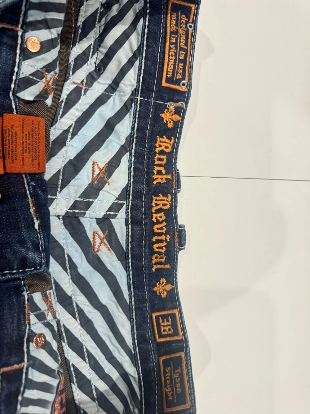 Rock Revival Men's Dark Blue Washed Relaxed Denim Pants
